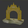 Scenic Winter Landscape Featuring Red Brick Arch With Decorative Top Details And Snow