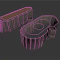 3D Wooden Scene Components With Irregular Shapes Textured Surfaces And Container Like Parts