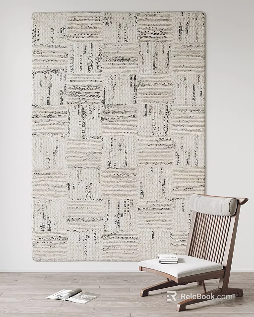 Textured Square Rug In Neutral Tones For Modern Home Decor 3d model 
