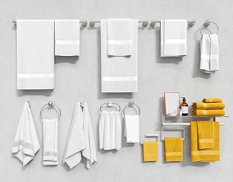 Towels Bath Towels Hotel Supplies Toiletries Bathrobe Rack Towel Rack 3d model