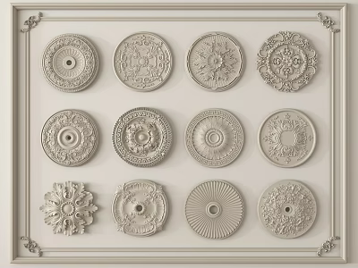 Intricate Decorative Carvings Featuring Various Circular Patterns And Detailed Designs 3d model