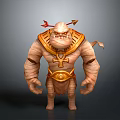 Bandaged Mythical Mummy Creature With Ankh Symbol And Golden Belt