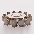 Elegant Round Dining Table Set With Marble Top And Upholstered Chairs 3d model