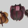 Flower Shaped Glass Decorative Ornament Set in Brown Purple and Dark Brown for Home Decor