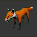 Vibrant Orange Fox 3D Model Game Movie Character With White Chest And Black Legs