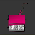Pink Storage Box With Panda Design Open Lid Mesh Interior And Handle