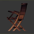 Wooden Folding Leisure Chair With Slat Design And Comfortable Armrests For Relaxation