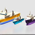 Variety of Colorful Yacht Models in Yellow Blue and Purple Hues Design