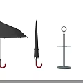Different Styles of Umbrellas Including Open Folded Stand and Hanging Designs