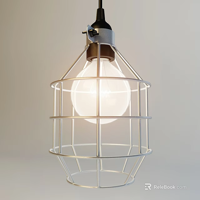 Modern Industrial Open Design Metal Wire Frame Chandelier With Clear Light Bulb For Home Interior 3d model 