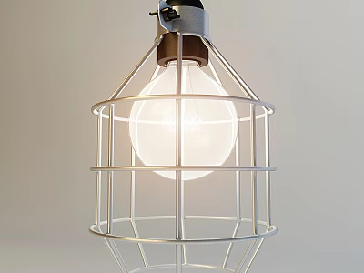 Modern Industrial Open Design Metal Wire Frame Chandelier With Clear Light Bulb For Home Interior 3d model
