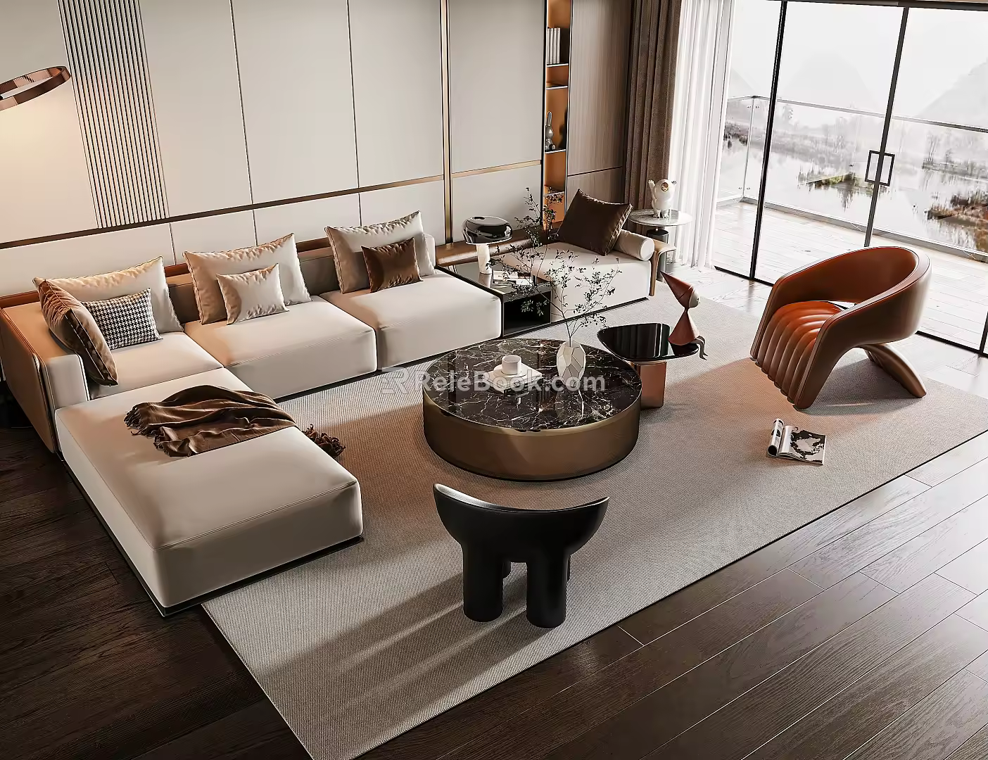 Modern Sofa Coffee Table Combination Sofa 3d model