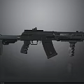 Modern Tactical Weapon Design With Scope Magazine And Black Blue Details