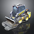 Skid Steer Loader With Yellow Wheels Black Cab And Front Bucket