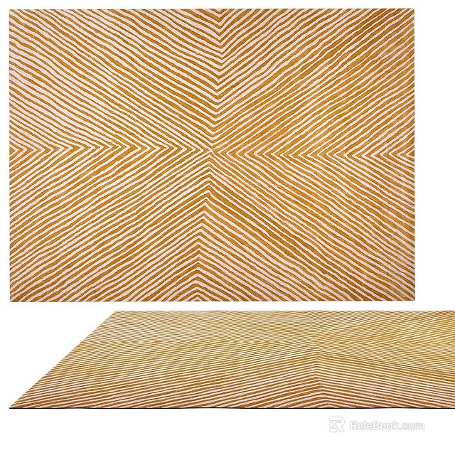 Stylish Square Carpet Featuring Symmetrical Geometric Striped Pattern In Warm Tones 3d model