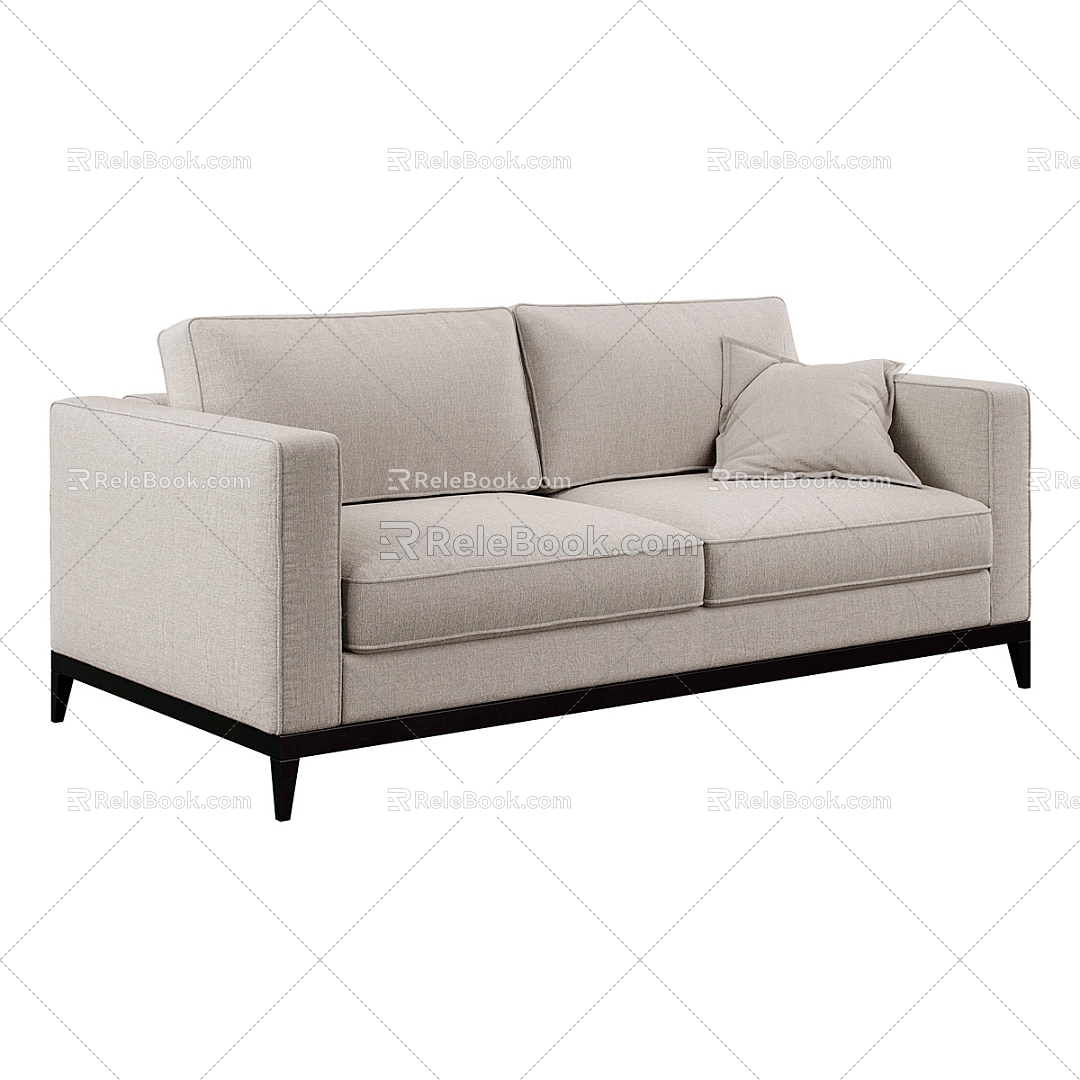 Modern Simple Double Sofa Sofa Simple Double Sofa Pillow 3d model