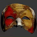 Decorative Home Mask With Yellow Red And Gold Ornate Patterns And White Nose