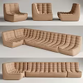Modern Beige L Shaped Modular Sofa Set With Tufted Stitched Details 3d model