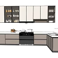 Modern Kitchen Cabinets With Upper Lower Storage Glass Door Design And Countertop Appliances