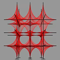 Red Geometric Art Installation With Multi layered Structural Design And Human Silhouette 3d model