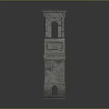 Stone Architectural Tower With Multi Level Structure Arched Windows And Flat Top Design 3d model
