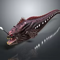 Angler Fish With Sharp Teeth Luminous Lure And White Spots On Dark Purple Body