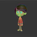 3D Cartoon Boy Game and Movie Character with Brown Hair Red Hoodie Blue Pants Standing