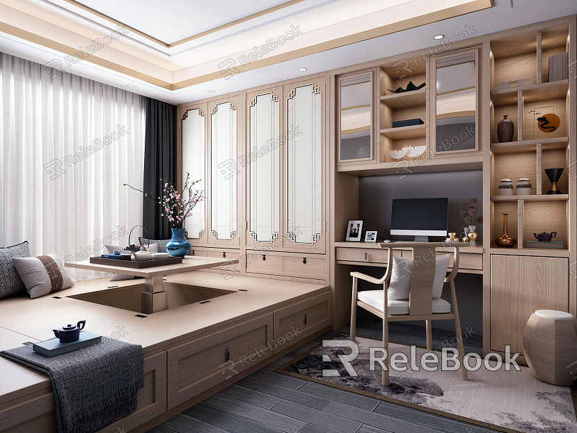 New Chinese Tatami Bedroom model