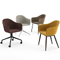 Modern Fabric Office Chair in Brown Yellow Burgundy Gray with Metal Legs and Swivel Base