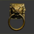 Golden Lion Head Door Knocker With Vintage Metal Ring Design