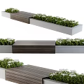 Outdoor Garden Decor With Rectangular Planter Boxes Green Plants White Flowers And Wooden Deck
