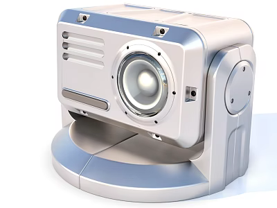 Silver Modern Bluetooth Speaker With Round Sound Driver And Circular Base 3d model