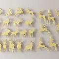 Golden Deer Wall Decor With Multiple Poses For Home Interior Decoration 3d model