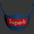 Blue Protective Face Mask Featuring Red Superb Text For Daily Use