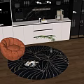 Modern Lazy Sofa Round Carpet 3d model