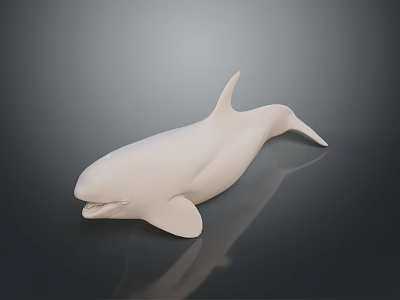 White Whale Sculpture Model With Smooth Surface And Dark Background 3d model