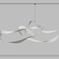 Modern Abstract Chandelier Featuring Curved Metallic Lines Illuminated In Contemporary Interior