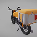 Yellow Motorcycle With Yellow And White Storage Box Round Headlight And Black Handlebars