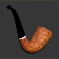 Handcrafted Artisan Tobacco Pipe With Orange Textured Bowl And Black Curved Stem