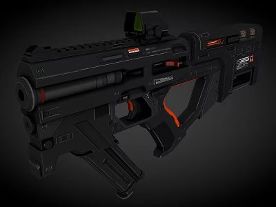 Modern Black Tactical Rifle With Tactical Scope Orange Grip And Sleek Structure 3d model