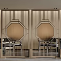 Elegant Modern Partition With Metal Geometric Patterns And Hollow Design 3d model