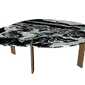 Modern Coffee Table With Black White Marble Top And Brass Metal Legs