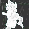 Anime Game Character With Blue Spiky Hair Muscular Fighting Stance Blue Top And Yellow Pants