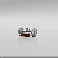 Clothing Display Shelves With Hanging White Garments Folded Clothes And Brown Padded Table