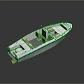Modern White and Blue Boat with Open Deck Seating Area and Console Design