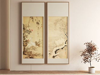 New Chinese Style Flower and Bird Decorative Painting Hanging Painting 3d model