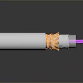 White Protective Tubing With Orange Braided Sleeve And Purple Inner Cables