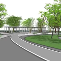 Park Landscape Design with Winding Paths Lush Greenery Water Ponds and Seating Areas
