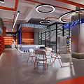 Modern Fitness Gym Space With Training Area Workout Equipment And Rest Seating Area