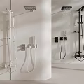 Modern Bathroom Shower Fixtures With Silver And Black Design Handheld And Fixed Heads